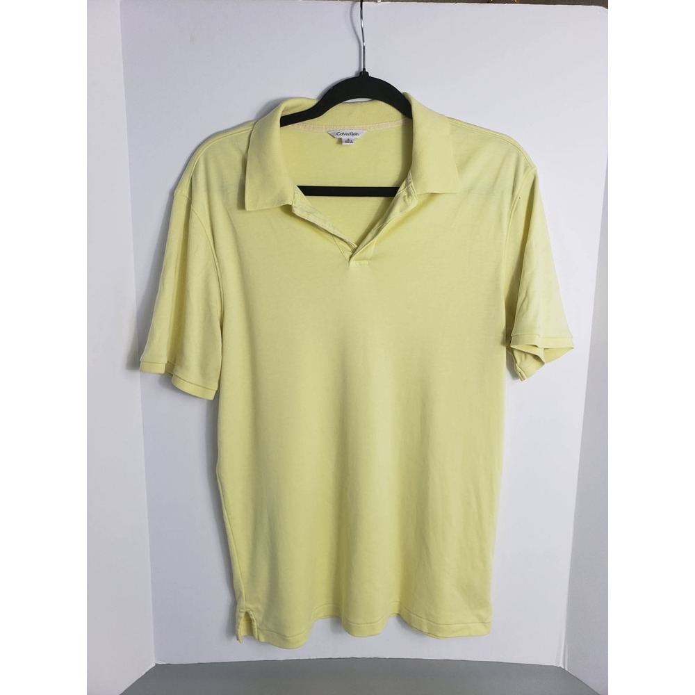 Calvin Klein Mens Short Sleeve‎ Cotton Polo Shirt Pastel Yellow Size S